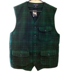 Piombo Hunting Vest Front Button Woman's XXL Green Plaid Front Pockets NWT